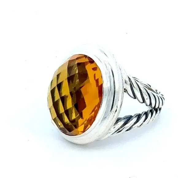 David Yurman Oval Citrine Ring Size 8 Silver Estate DY757 - Picture 8 of 8